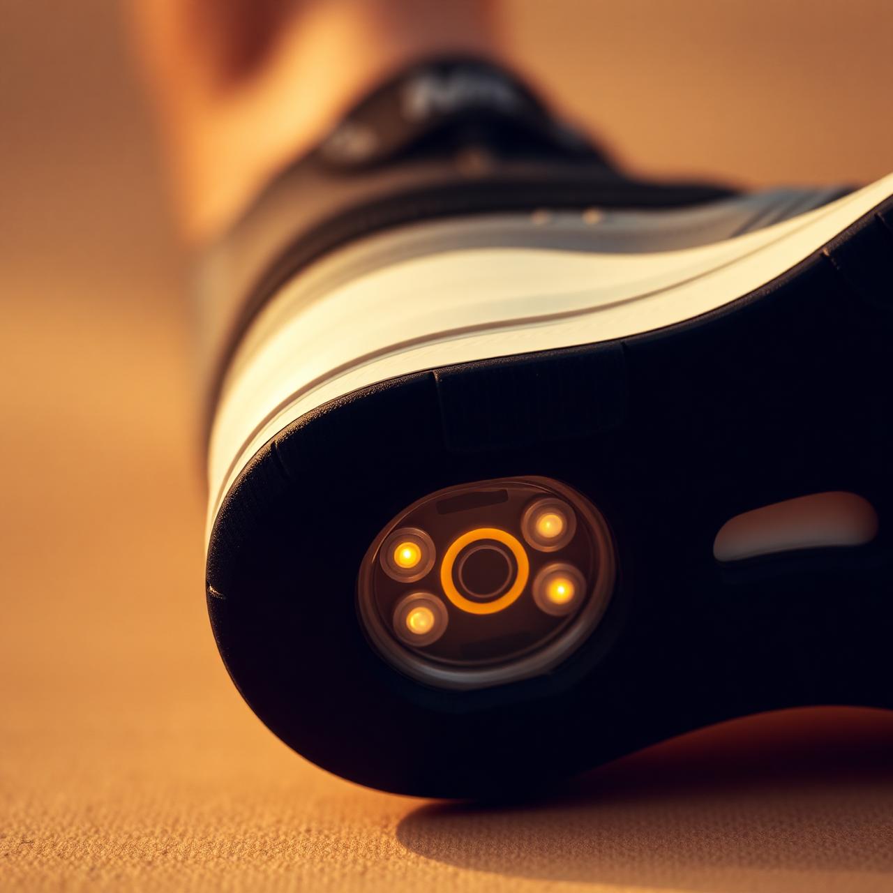 Close-up of smart sensor embedded in sneaker sole